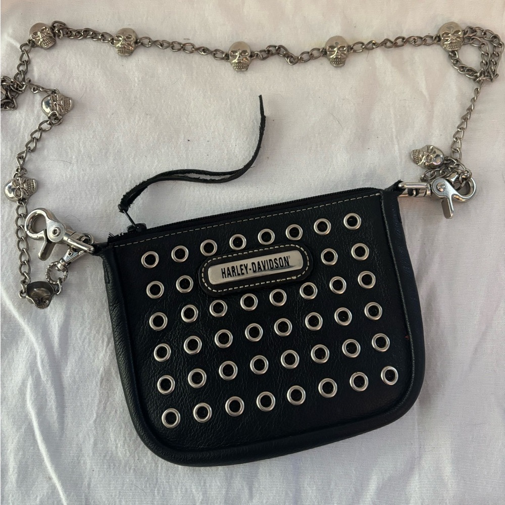 Harley-Davidson Black and Silver Eyelet Crossbody Bag